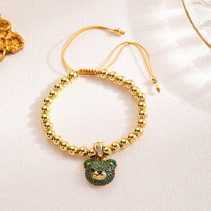 Bracelets en Zircon avec incrustation de perles de cuivre, ours rétro