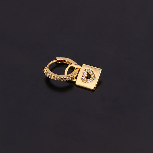 1 Stück Damen-Ohrringe mit geometrischem Kupfer-Intarsien-Zirkon