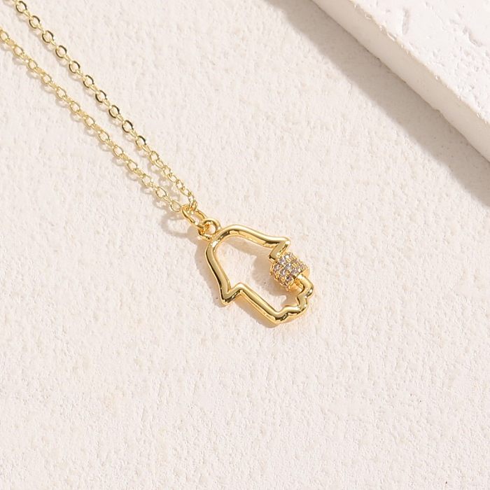 Elegant Lady Cross Heart Shape Lightning Copper 14K Gold Plated Zircon Pendant Necklace In Bulk