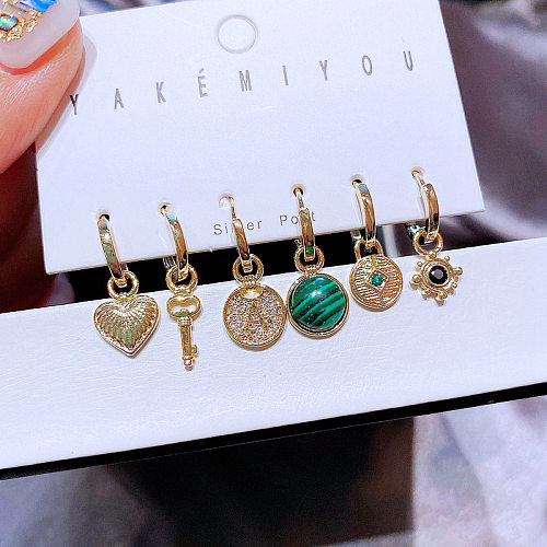 Yakemiyou Geometric Copper Inlaid Gemstone Earrings