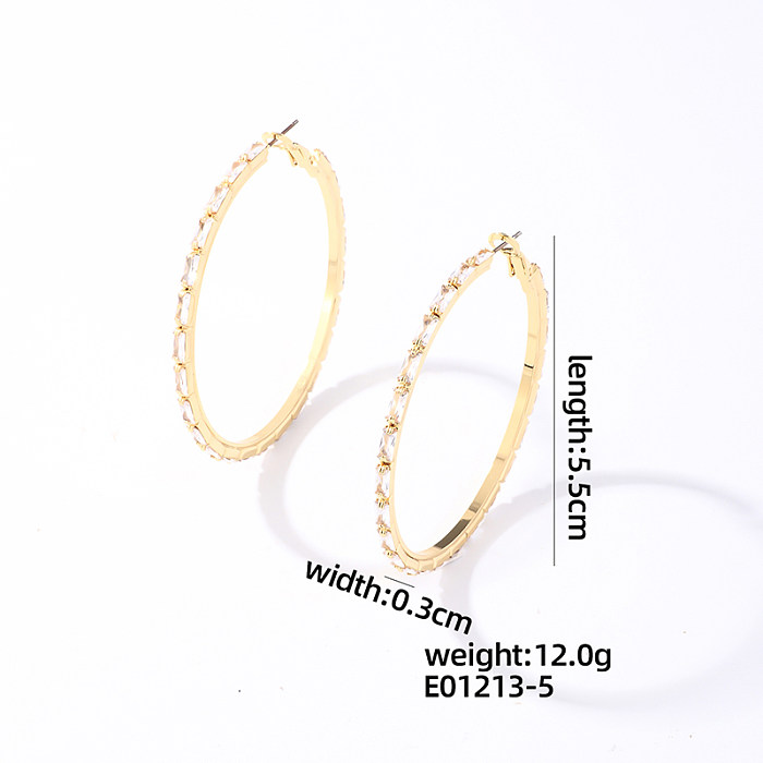 1 Pair Glam Exaggerated Luxurious Round Plating Inlay Copper Zircon Rose Gold Plated White Gold Plated Gold Plated Earrings