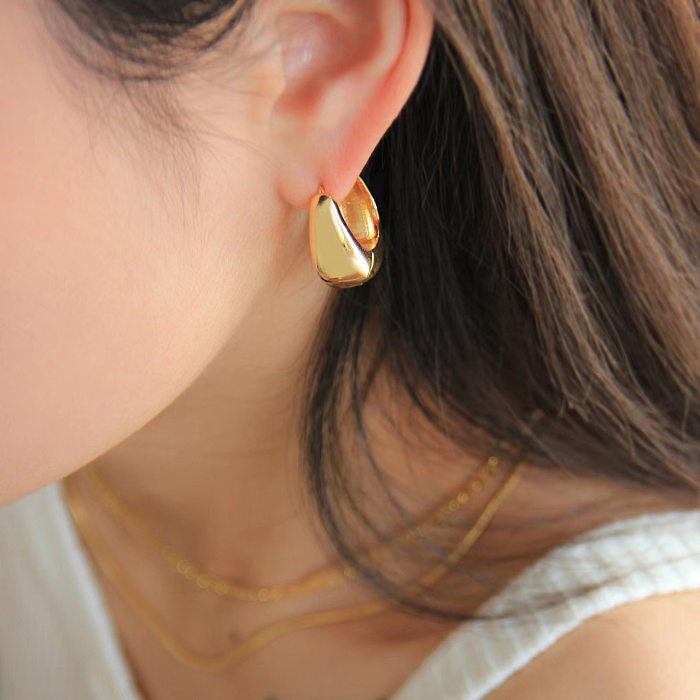 Boucles d'oreilles rétro en cuivre de couleur unie, boucles d'oreilles en cuivre plaqué