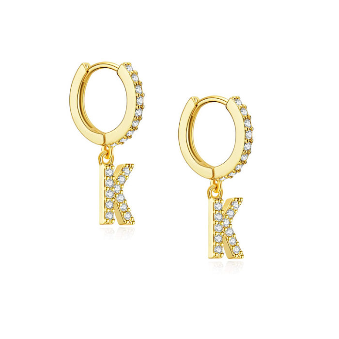 1 Pair Simple Style Korean Style Letter Plating Inlay Copper Zircon Drop Earrings