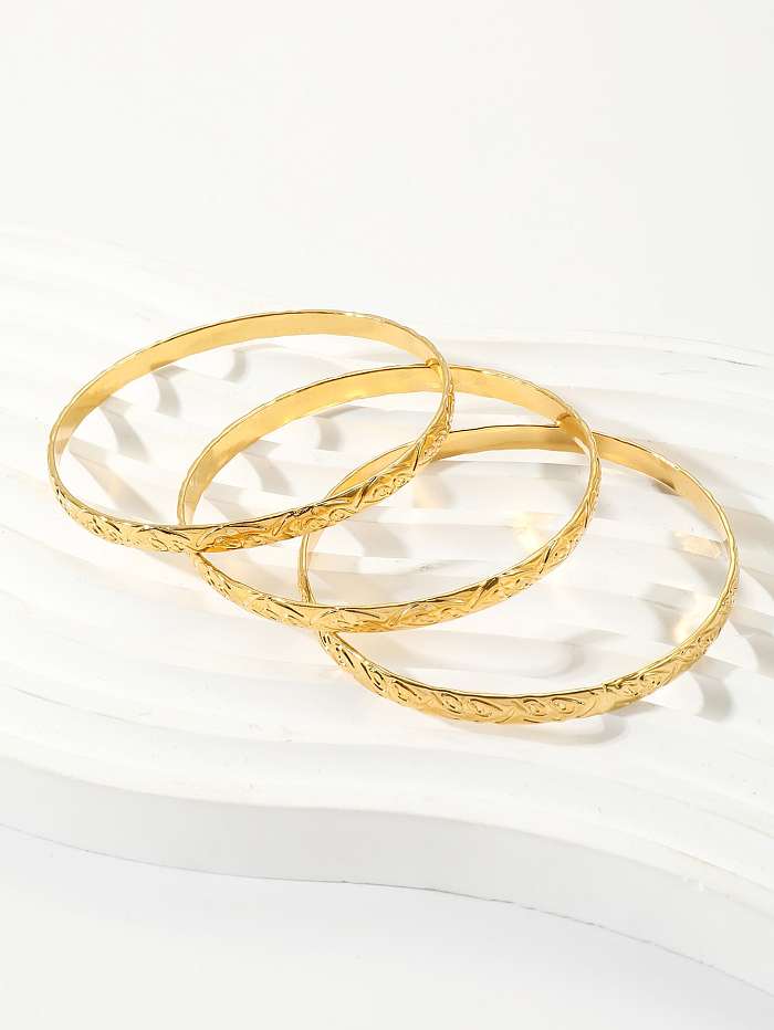 Simple Style Argyle Copper Gold Plated Silver Plated Bangle