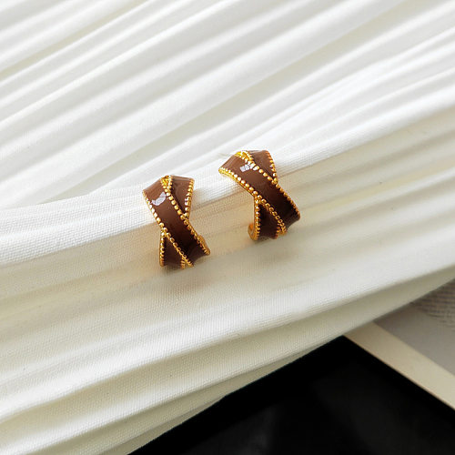 1 Pair Simple Style Twist Copper Plating Ear Studs