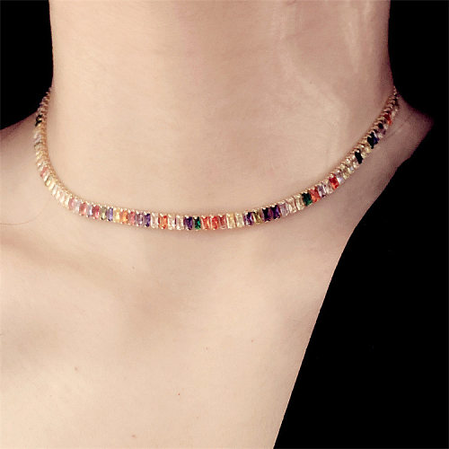 Künstlerische mehrfarbige Zirkon-Halskette mit Kupfereinlage