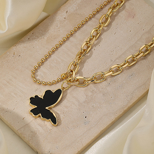 Hip-Hop Rock Commute Butterfly Copper 18K Gold Plated Necklace In Bulk