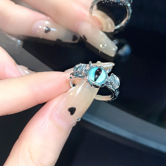 Anéis abertos de pedras preciosas artificiais do embutimento de cobre do olho de Streetwear