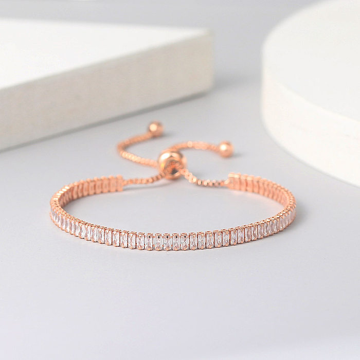 Glam Rectangle Copper Inlay Zircon Bracelets