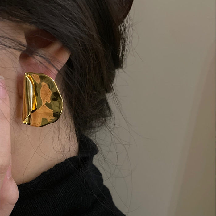 1 par de brincos de orelha de cobre com revestimento geométrico estilo clássico básico