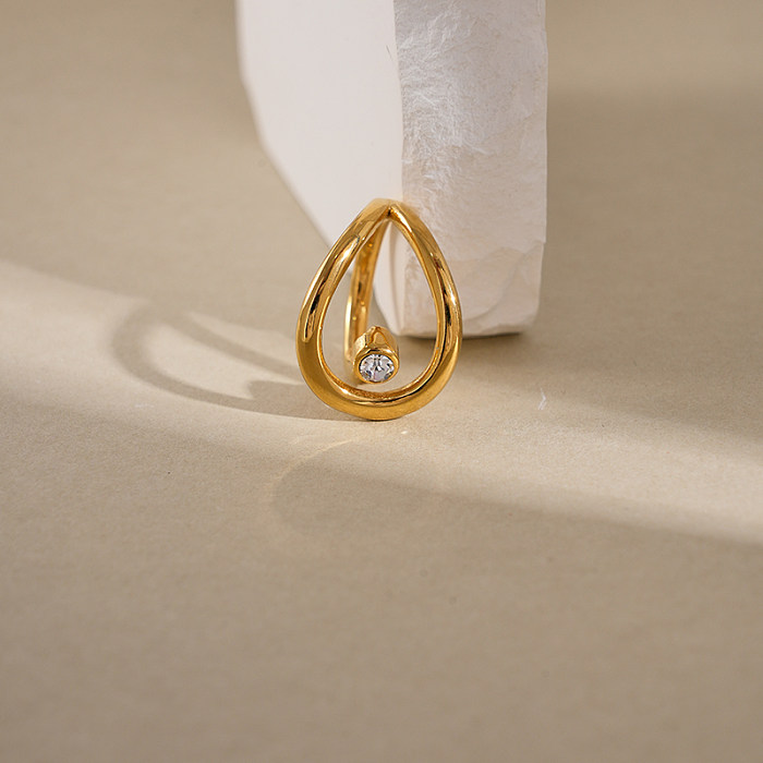 Anéis banhados a ouro de zircão embutido de aço inoxidável de cor sólida estilo moderno de férias