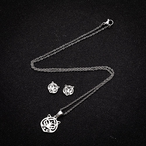 1 Set Simple Style Tiger Stainless Steel Titanium Steel Plating Jewelry Set