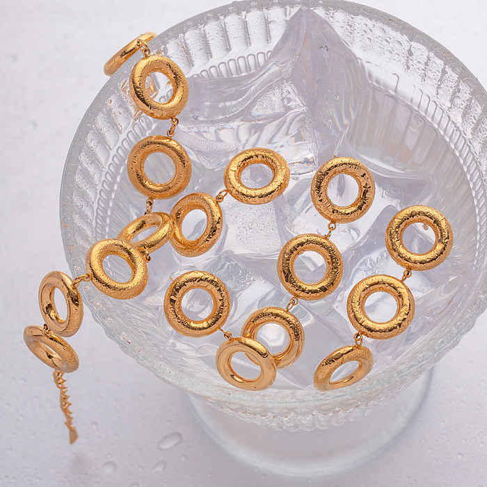 Pendientes de pulseras chapadas en oro de 18 quilates con revestimiento de acero inoxidable circular de estilo Simple estilo IG