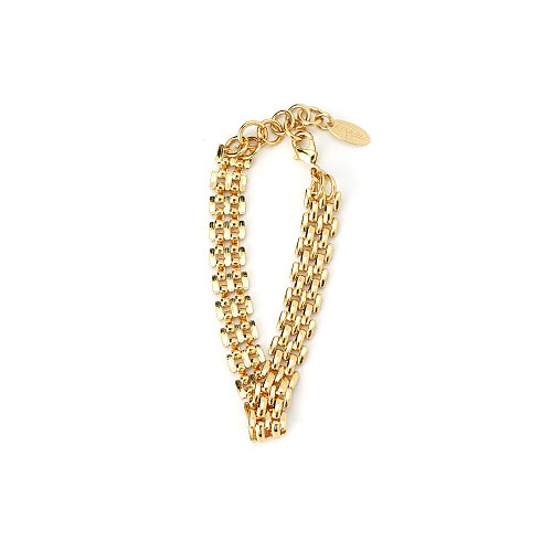 Modische einfarbige Kupferbeschichtung mit 18 Karat vergoldeter Damen-Armband-Halskette