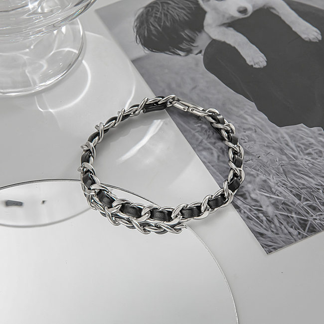 1 pièce 2 pièces conception originale titane acier unisexe Bracelets collier ensemble de bijoux