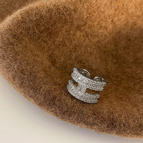Mode Brief Kupfer Inlay Zirkon Damen Ringe Ohrringe Halskette