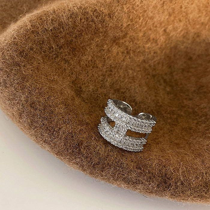 Mode lettre cuivre incrustation Zircon femmes anneaux boucles d'oreilles collier
