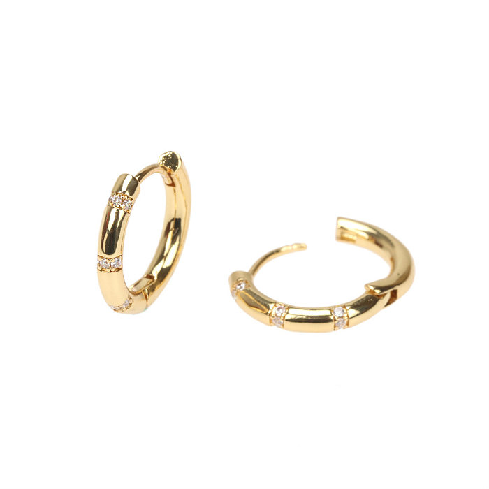 European And American Circle Diamond Earrings  New Copper Gold-plated Earrings