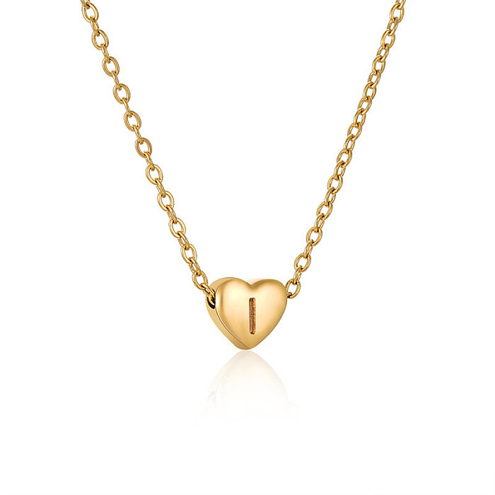 Casual Elegant Letter Heart Shape Stainless Steel Copper Plating 14K Gold Plated Pendant Necklace
