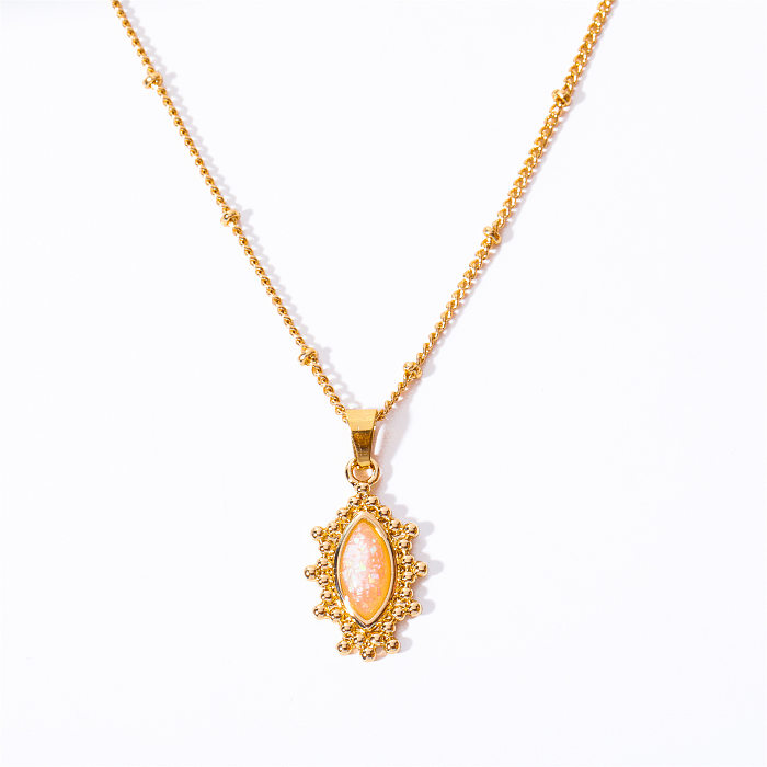 Retro Devil'S Eye Titanium Steel Copper Plating Inlay Opal 18K Gold Plated Pendant Necklace