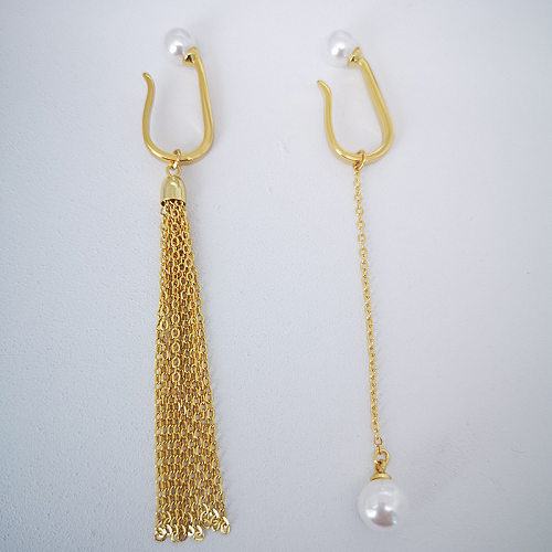 Boucles d'oreilles pendantes en forme de U, 1 pièce, placage de cuivre, incrustation de perles