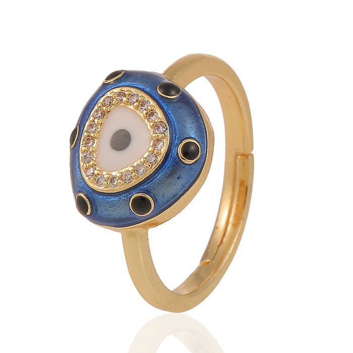 Mode Vintage Geometrische Auge Kupfer Intarsien Zirkon Ring Großhandel schmuck