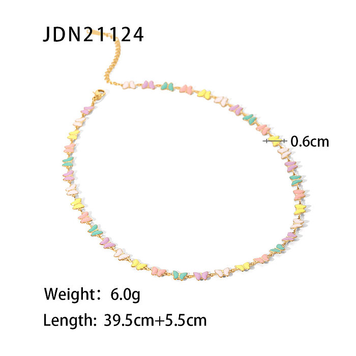 Fashion Butterfly Stainless Steel Gold Plated Bracelets Necklace