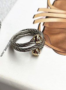 Pulseras de anillos unisex de acero inoxidable con rayas en espiral de estilo vintage