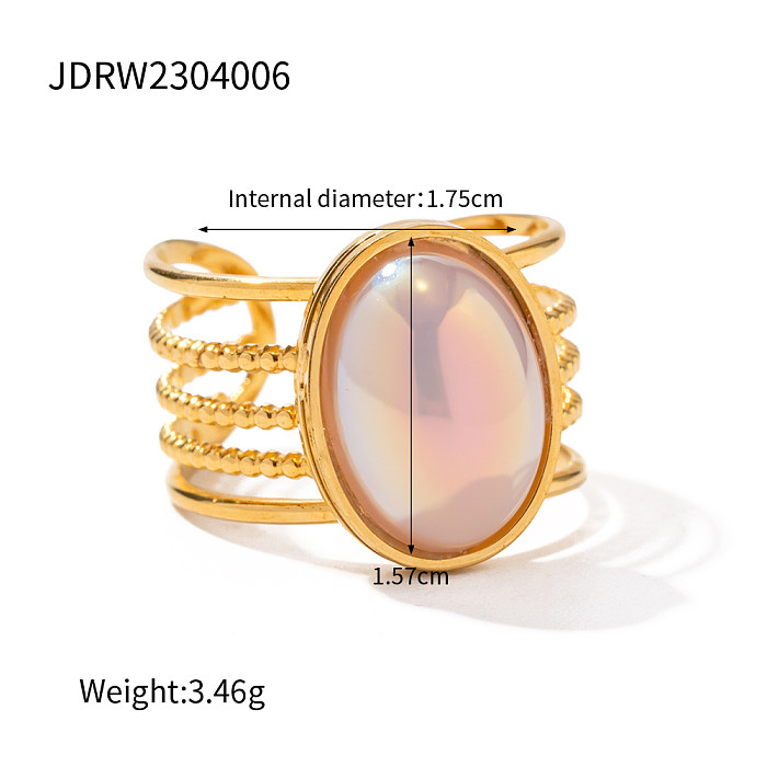 IG Style Star Oval Heart Shape Edelstahl Inlay Pearl 18K vergoldete Ringe Ohrringe