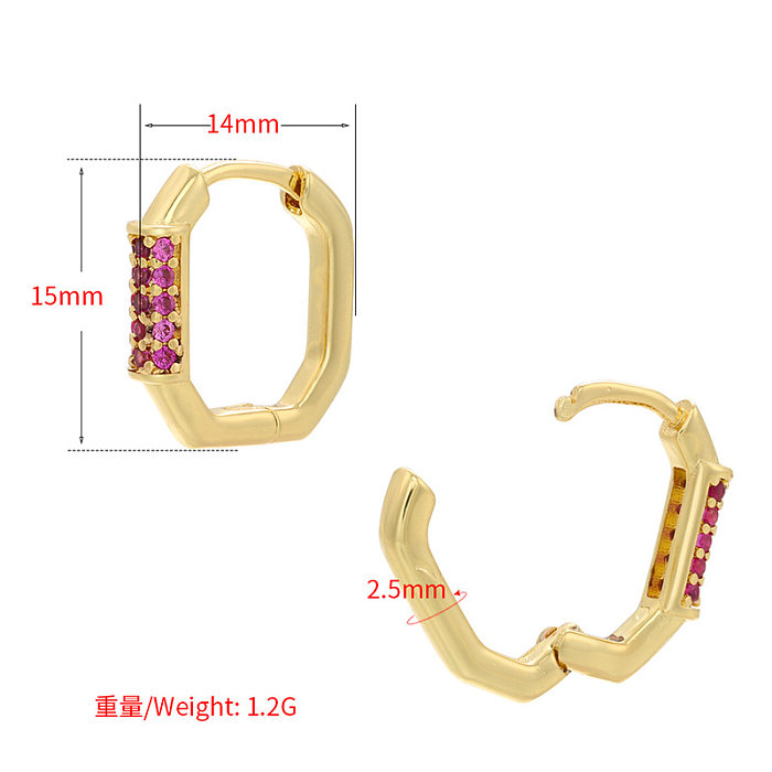 Retro Micro-inlaid Geometric Rectangular Copper Ear Clip Wholesale jewelry