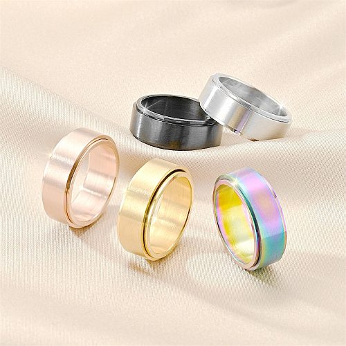 Casual Simple Style Solid Color Titanium Steel Polishing Plating Rings