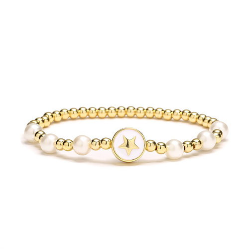 Bracelets rétro en perles de cuivre en forme de cœur, main d'étoile de Fatima, 1 pièce