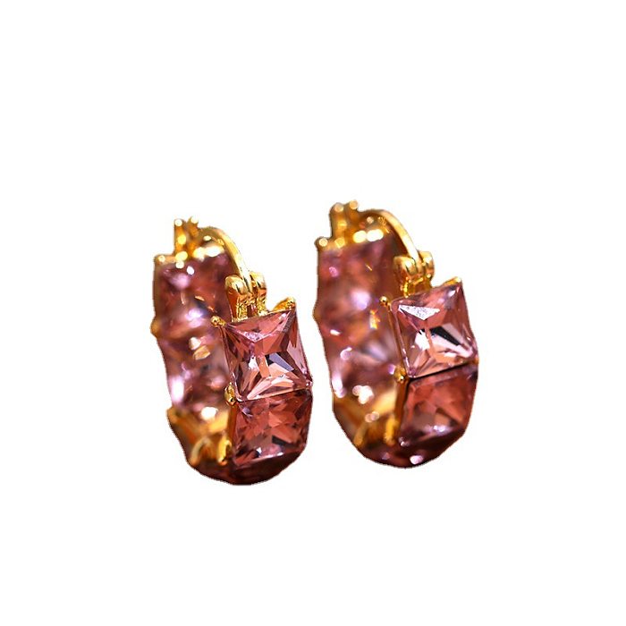 1 Pair Streetwear Korean Style Geometric Inlay Copper Zircon Earrings