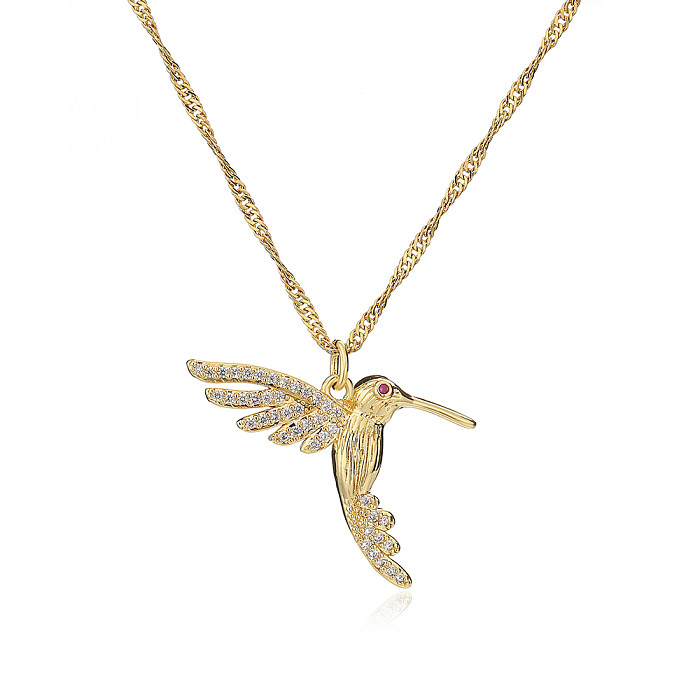 Fashion Bird Copper Pendant Necklace Inlay Zircon Copper Necklaces