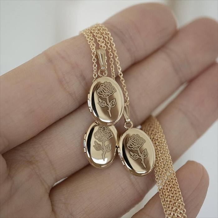 Streetwear Rose Copper 18K Gold Plated Pendant Necklace In Bulk