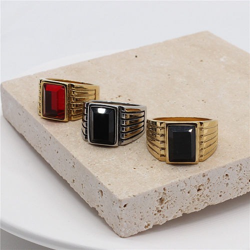 Quadratische Ringe aus künstlichen Edelsteinen aus Titanstahl im Vintage-Stil in großen Mengen