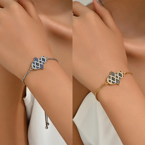 Bracelets plaqués or blanc 18 carats avec incrustation de cuivre et de palmier de style simple de vacances mignonnes