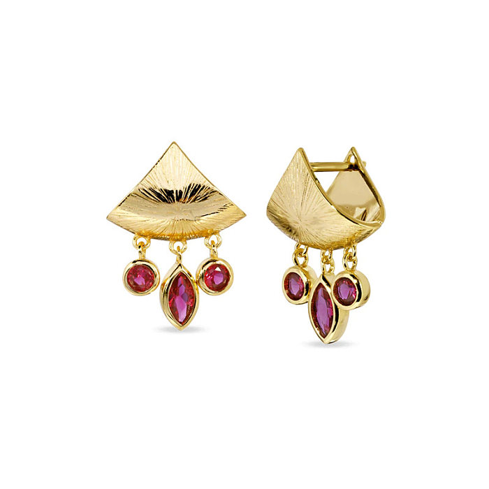 1 Pair Casual Oval Copper Plating Inlay Zircon Drop Earrings