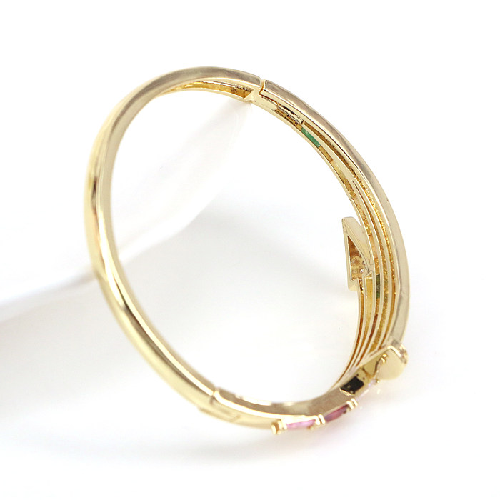 Retro Geometric Copper Bangle Gold Plated Zircon Copper Bracelets