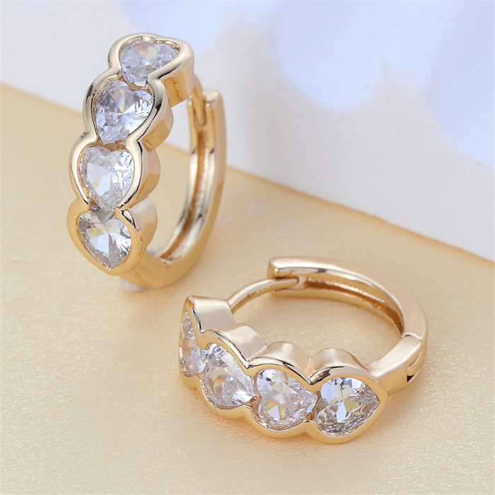 1 Pair IG Style Retro Simple Style Geometric Round Plating Inlay Copper Zircon Ear Studs