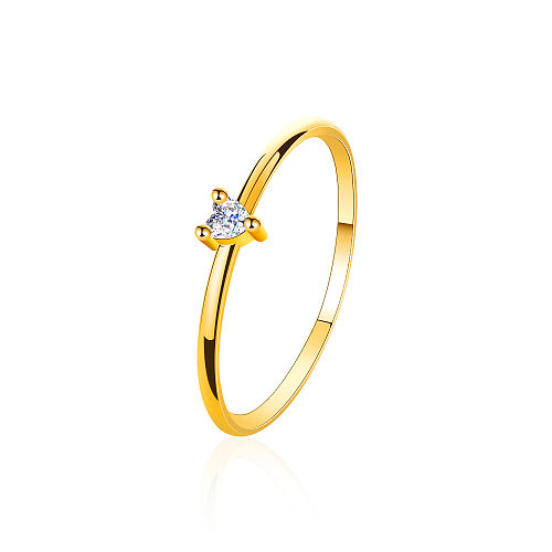 Simple Heart-shaped  Inlaid Zircon Love Ring