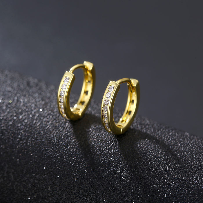 1 Paar lässige Pendel-Ohrringe in U-Form mit Intarsien-Kupfer-Zirkon-Weißgold-Vergoldung