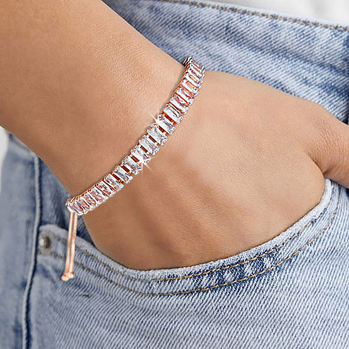 Bracelets en Zircon avec Incrustation de Cuivre Géométrique de Style Simple 1 Pièce
