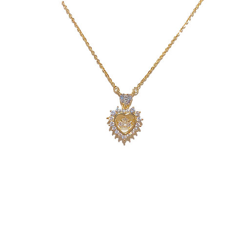 Lady Heart Shape Copper Plating Inlay Zircon Pendant Necklace