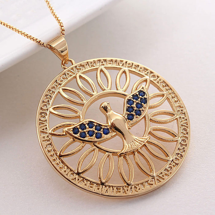 Simple Style Bird Copper Gold Plated Zircon Pendant Necklace In Bulk