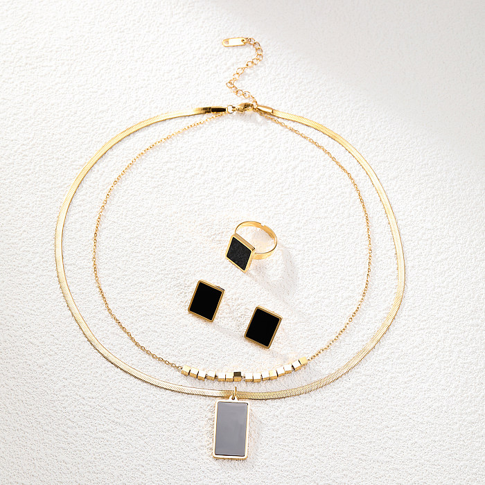 Conjunto de joias banhadas a ouro 18K de plástico retangular de aço inoxidável estilo IG estilo moderno
