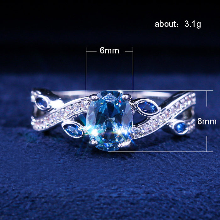 New Ring Accessories Fashion Royal Blue Zircon Ladies Copper Ring