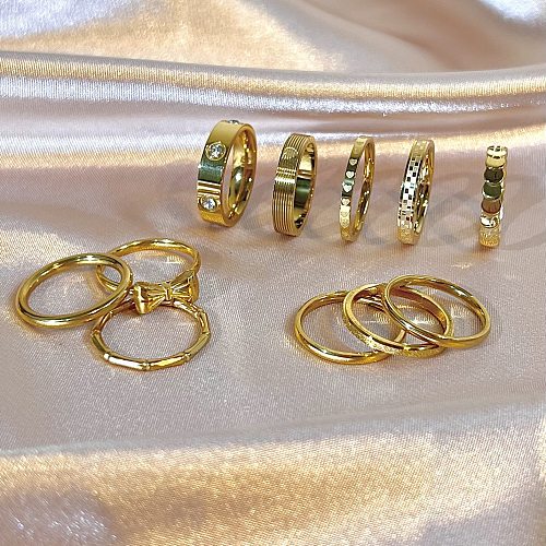 1 Piece Simple Style Heart Shape Bow Knot Titanium Steel Plating Rings