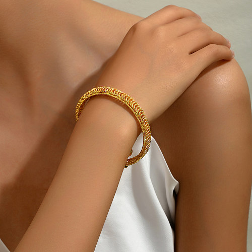 Casual French Style Commute Solid Color Copper Plating 18K Gold Plated Bangle