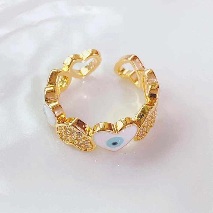 Fashion Trend Ring 18k Gold-plated Oil Drop Diamonds Heart-shaped Eyes Open Ring